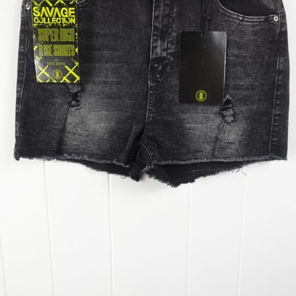 Elite Jeans Savage Collection Womens Black Distressed Shorts Size 32 - Picture 5 of 10